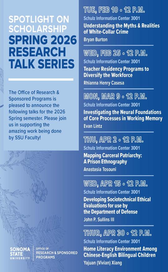 List of Spring 2026 Spotlight on Scholarship Talks